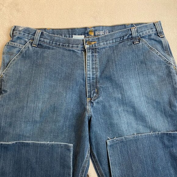 Carhartt Mens Carpenter Jeans 42x24 Relaxed Fit Denim Blue Cotton Blend Workwear - Picture 9 of 16